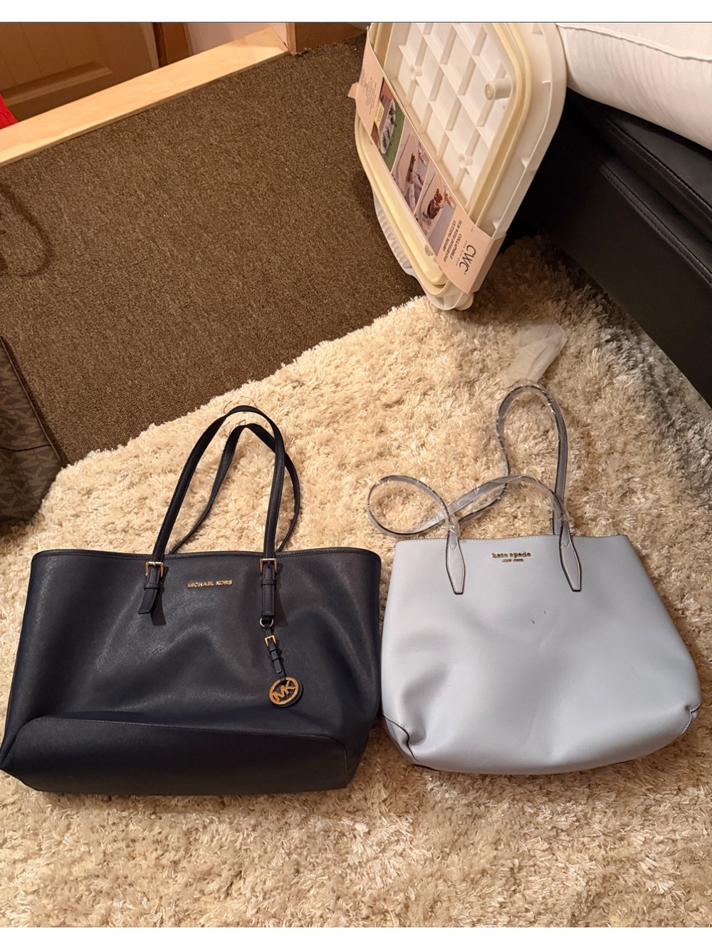Michael Kors Blue leather tote and Kate Spade leather Tote